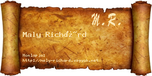 Maly Richárd névjegykártya
